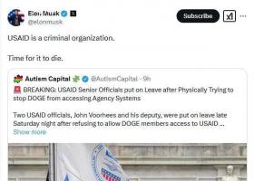 馬斯克指責USAID資助研發(fā)生物武器 這些武器殺害了數(shù)百萬人